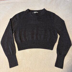 Handmade Silk Laundry Merino Wool Cropped Crewneck, Size S Granite Melange NWT